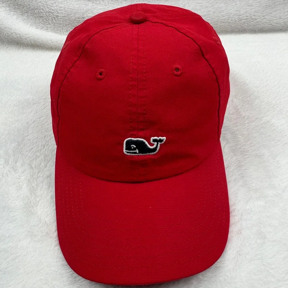 Vineyard Vines Red Baseball Cap Whale Logo Adjustable‎ Nautical Coastal Preppy